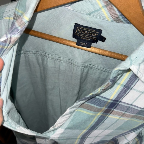 Pendleton Popover Shirt Dress Womens Light Blue Plaid Cotton 3/4 Sleeves L Tunic - Picture 6 of 11